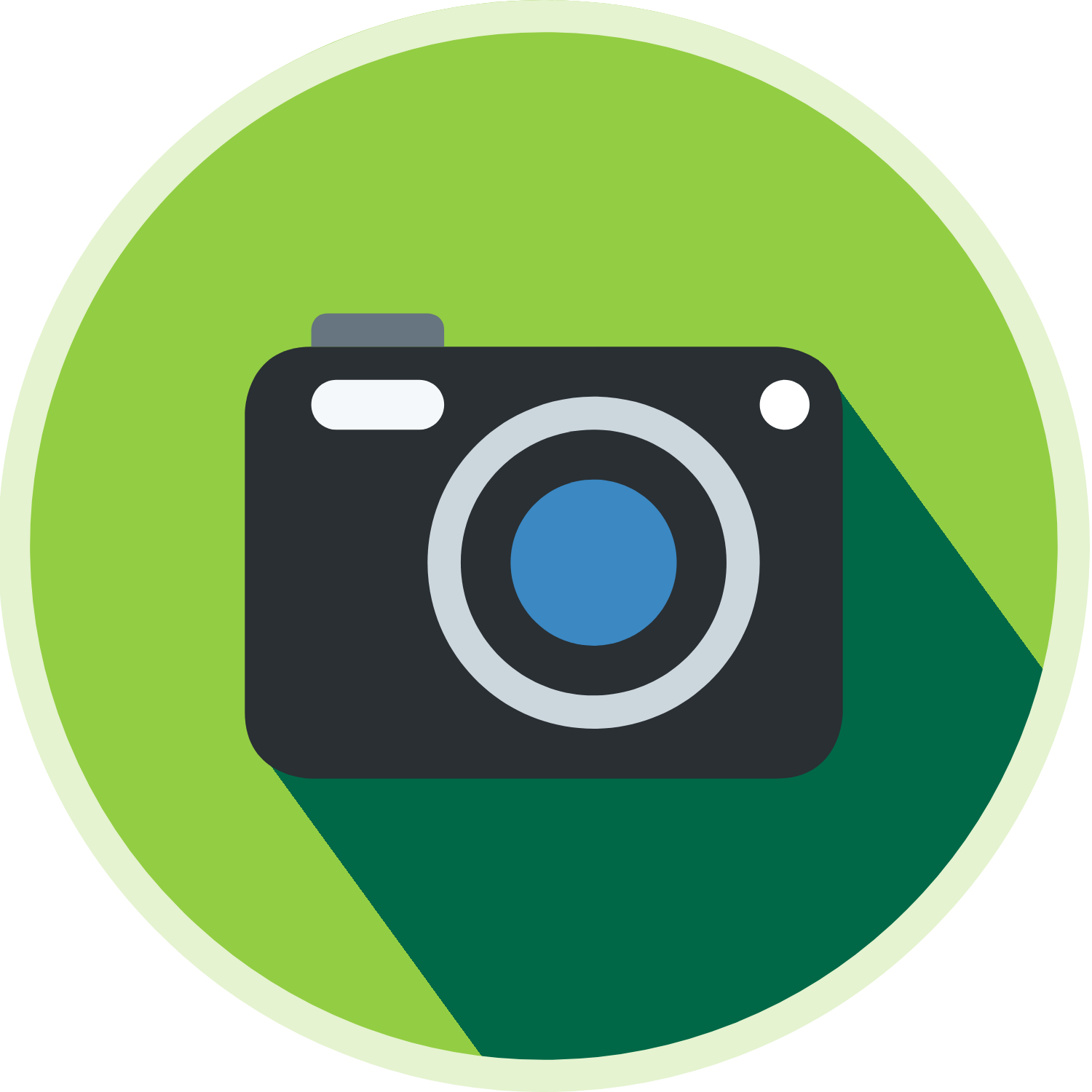 Camera icon on green background