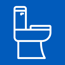 white toilet icon, blue background